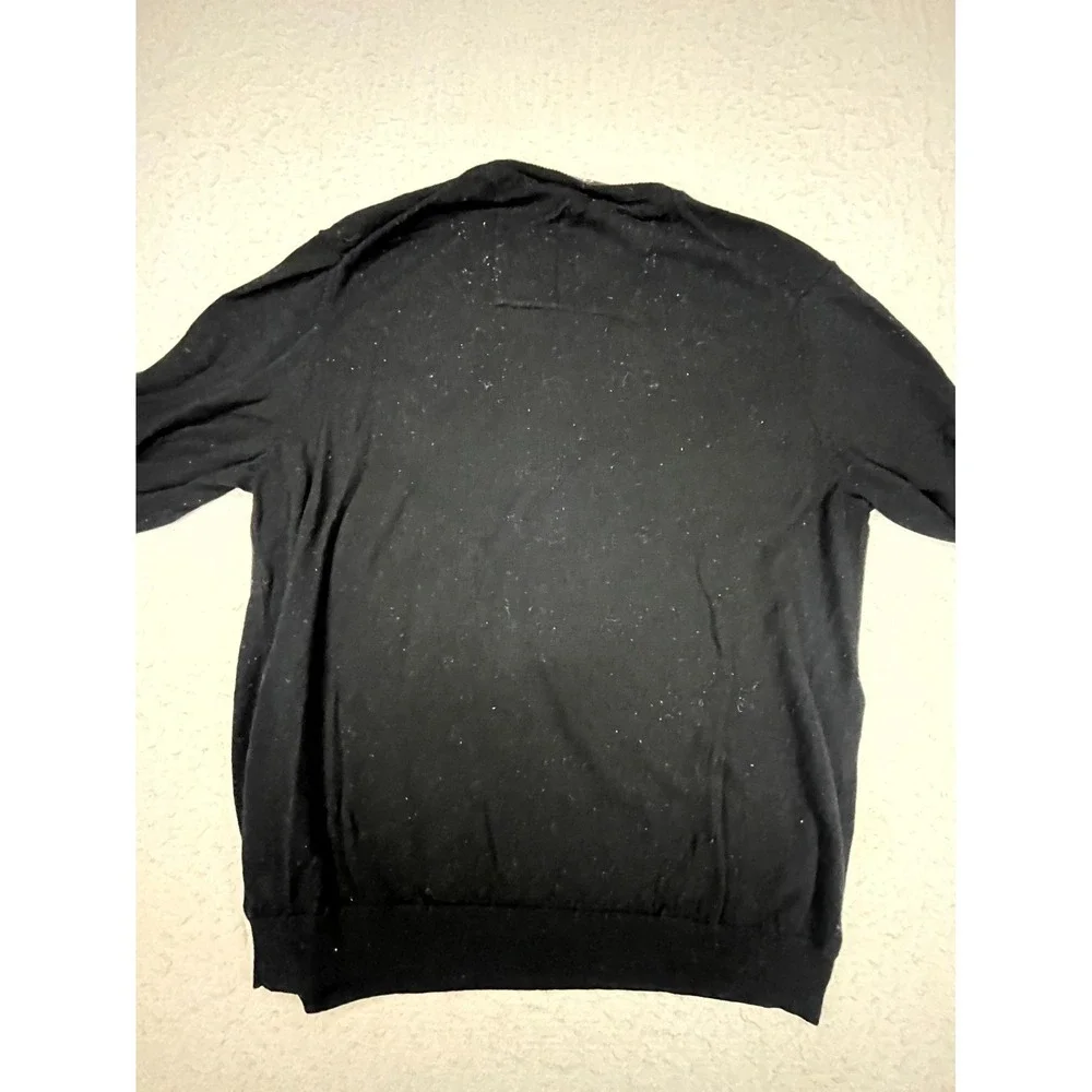 Calvin Klein Extra Fine Merino Sweater Mens XL Black Tight Knit Ribbed V Neck